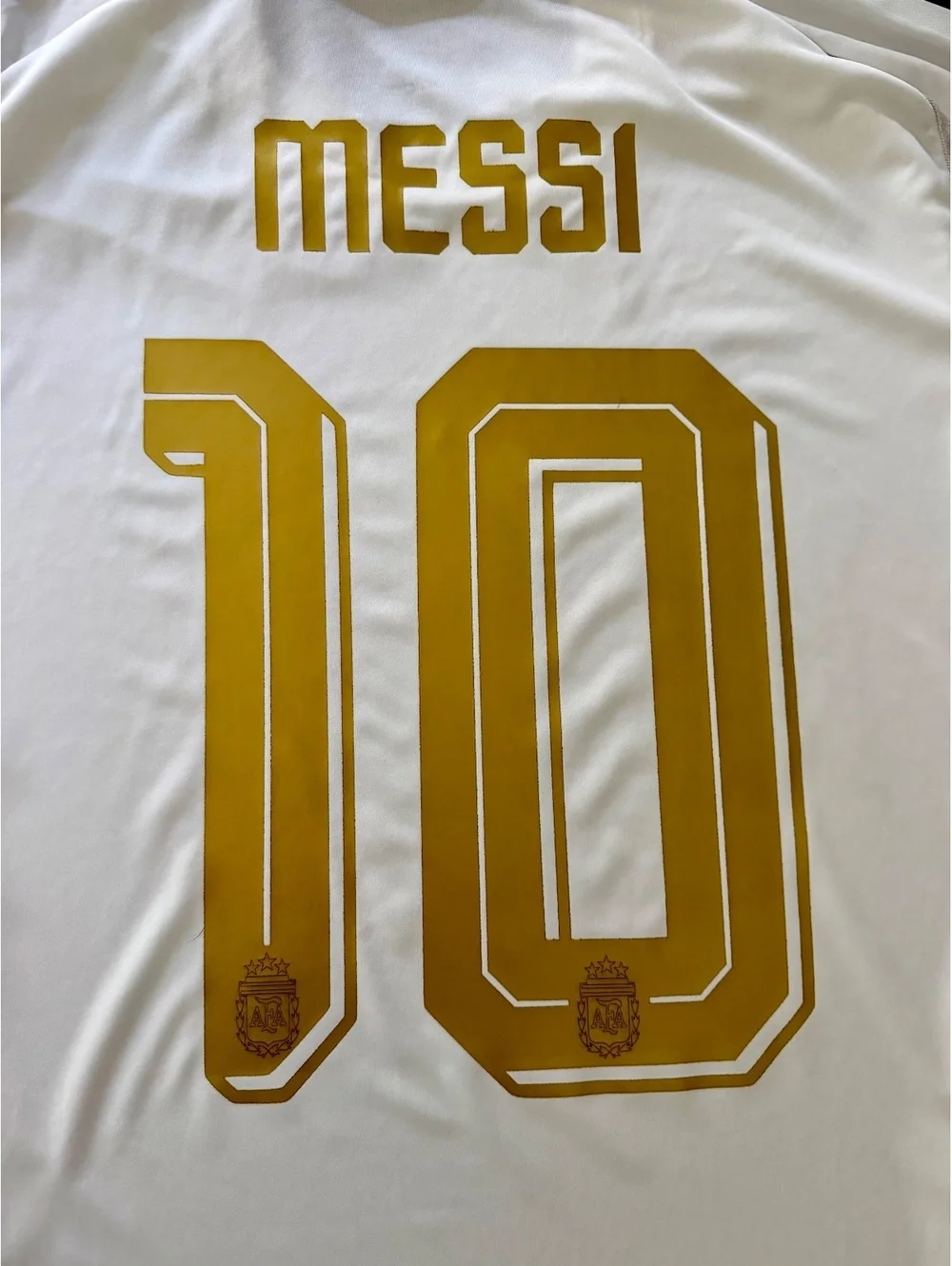 Messi Argentina Adidas White and Gold details 2XL